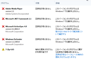 Windows7 upgrade advisor 詳細レポート